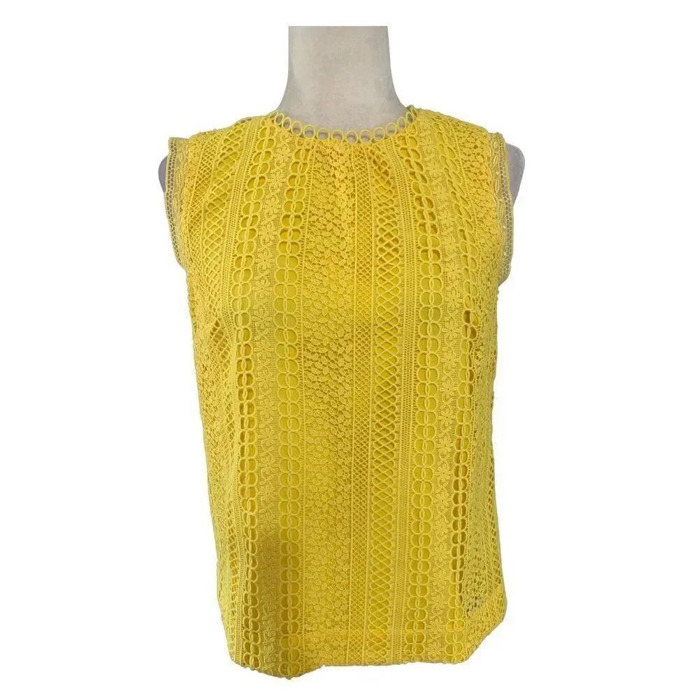 j crew womens new solid yellow lace tank top 2 xs $78